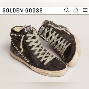 Golden Goose Women's Slide black with studs Size 37, never worn outdoors
